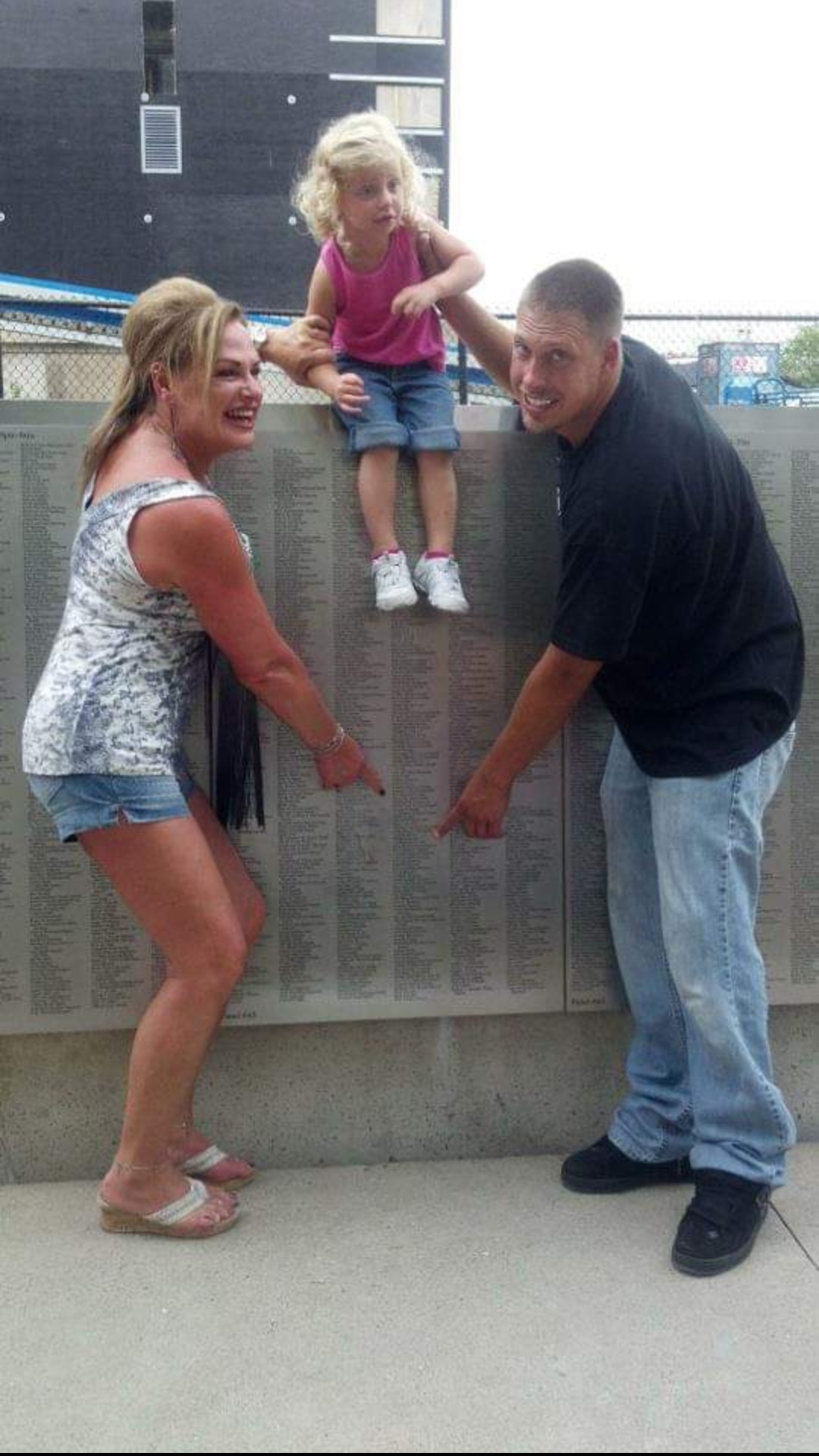 Mary, Justin and Laci Zimmerman visited the Wall of Honor in 2012. 